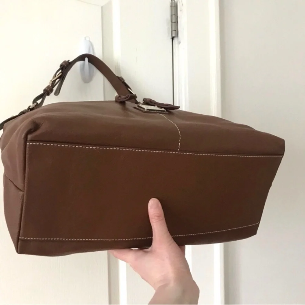 Dooney & Bourke Dillen Brown Bark Pebble Leather Hobo Shoulder Bag (Large Size)
